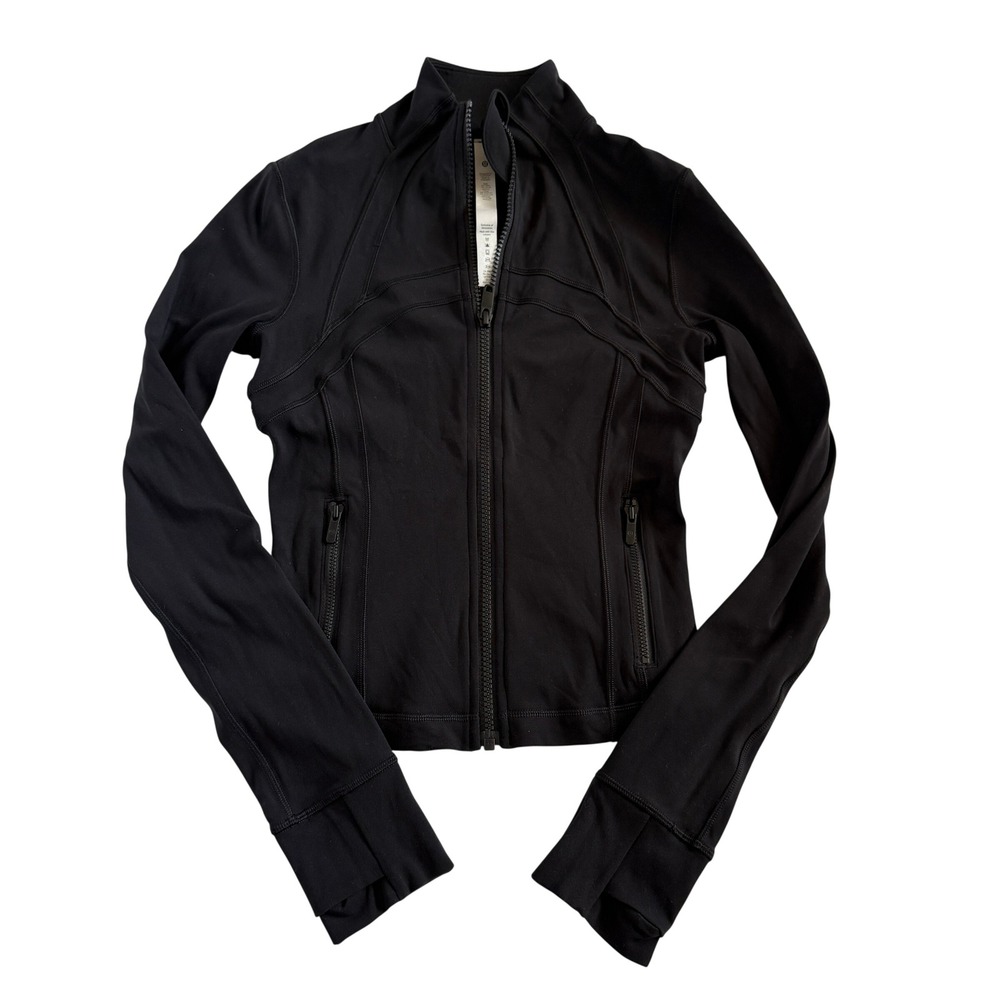 Lululemon Cropped Define Jacket Black Luon Full Zip Yoga Top LW3HB5S Size 4